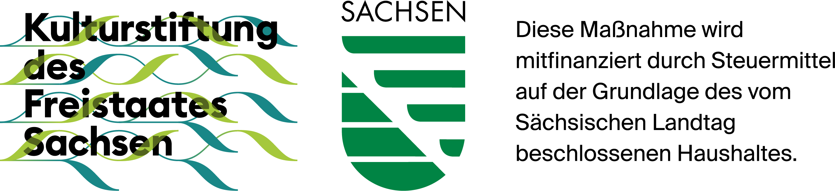 Logo der Kulturstiftung des Freistaates Sachsen, Wappen des Freistaates Sachsen.